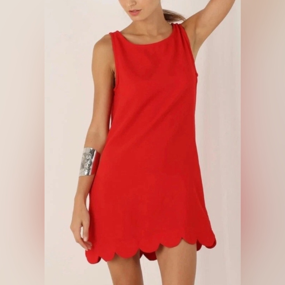 Kate Spade Vibrant Red Scalloped Mini Dress